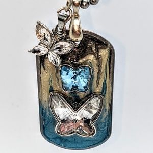 Love Butterflies Swarovski Crystal Dog Tag